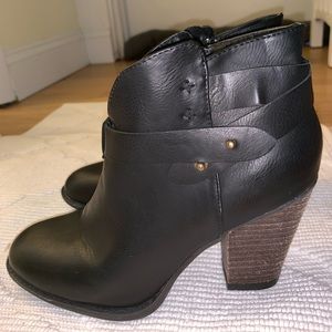 Never worn, black leather booties
